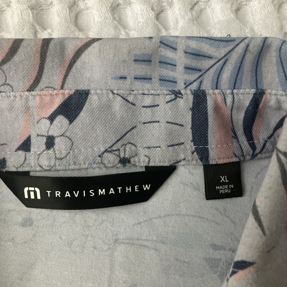 Travis‎ Mathew Floral Hawaiian Short Sleeve Polo Shirt Golf Casual Mens XL - Picture 2 of 7